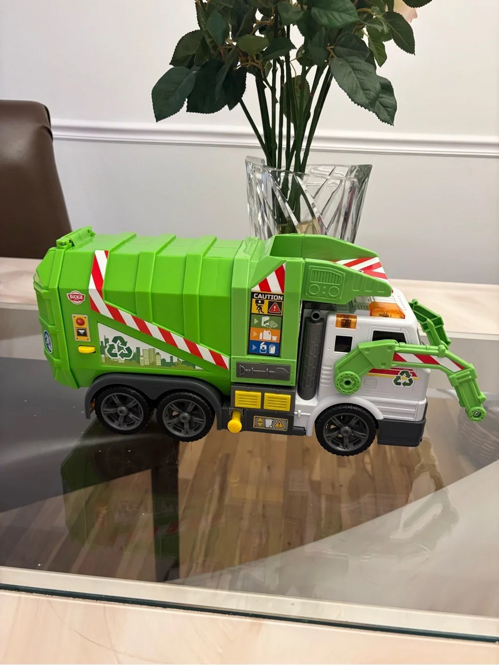 Green & White Recycling Garbage Truck Toy - Kids Toy